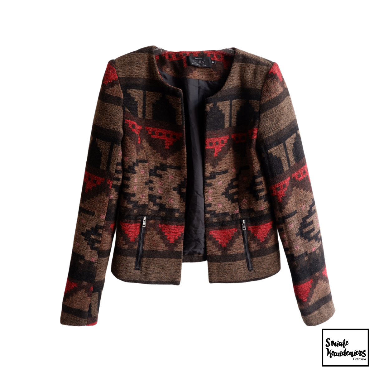 Bruine korte jas met hippie print
