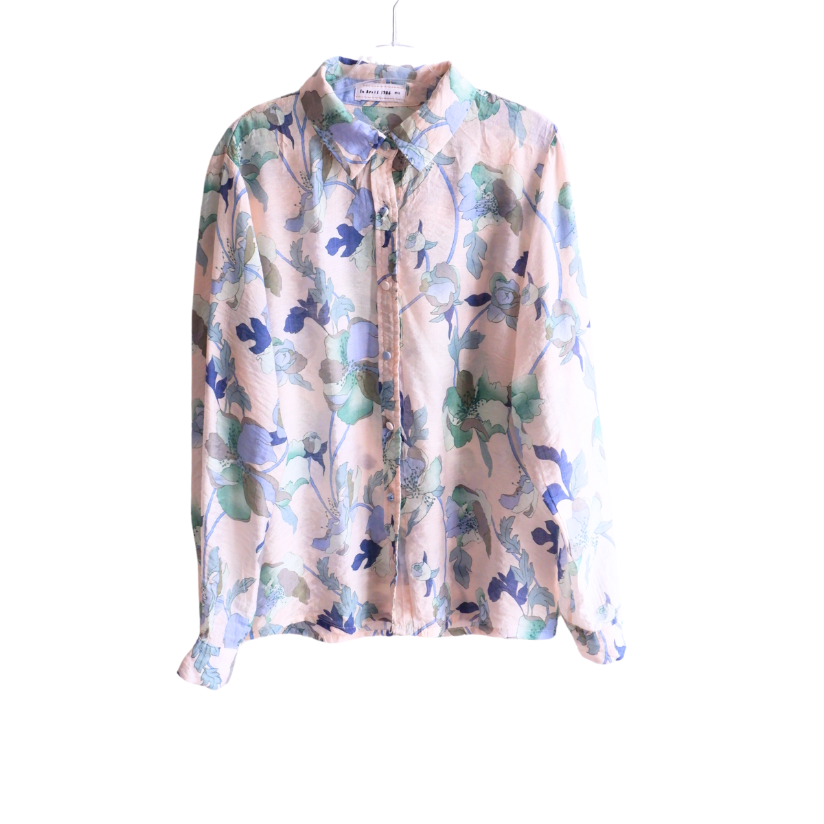 Wit blauw bebloemde blouse