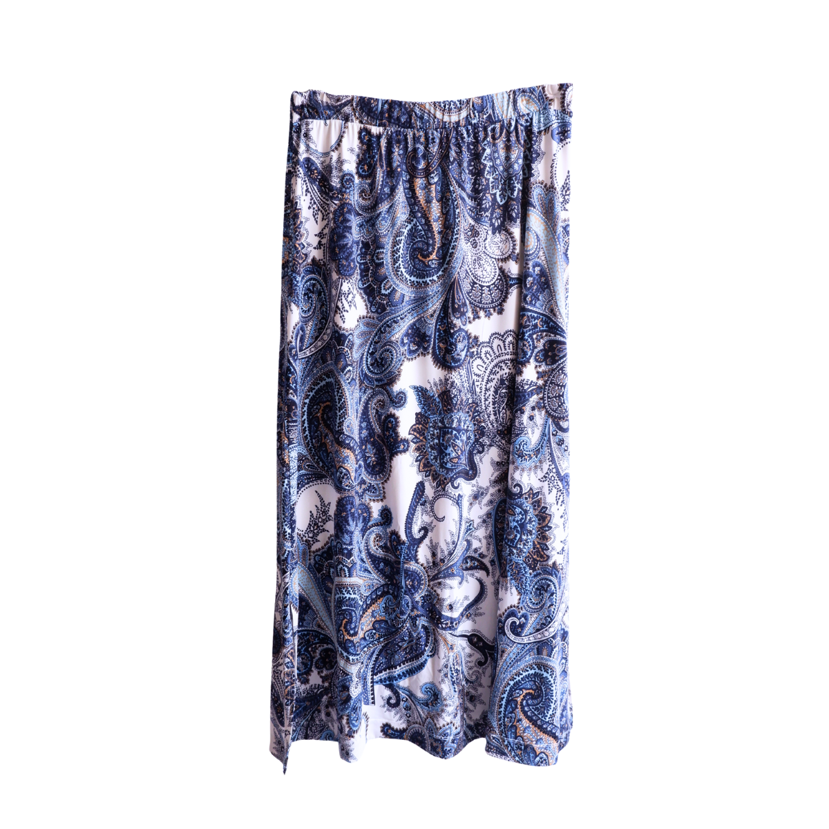 Blauwe lange losse rok
