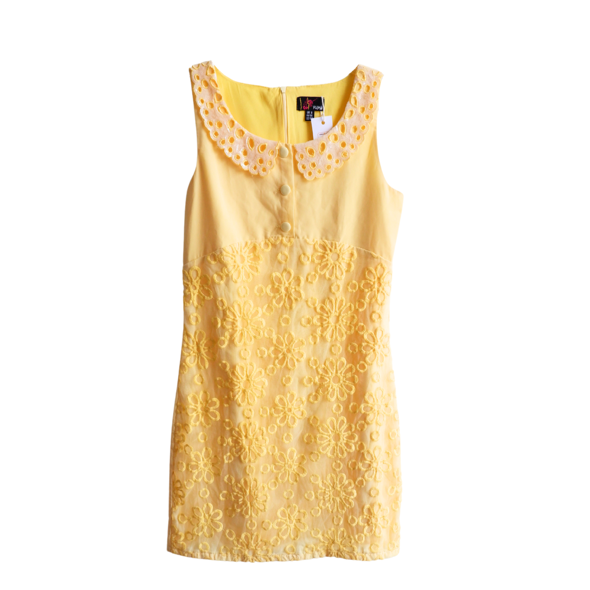 Gele jurk met bloemenpatroon