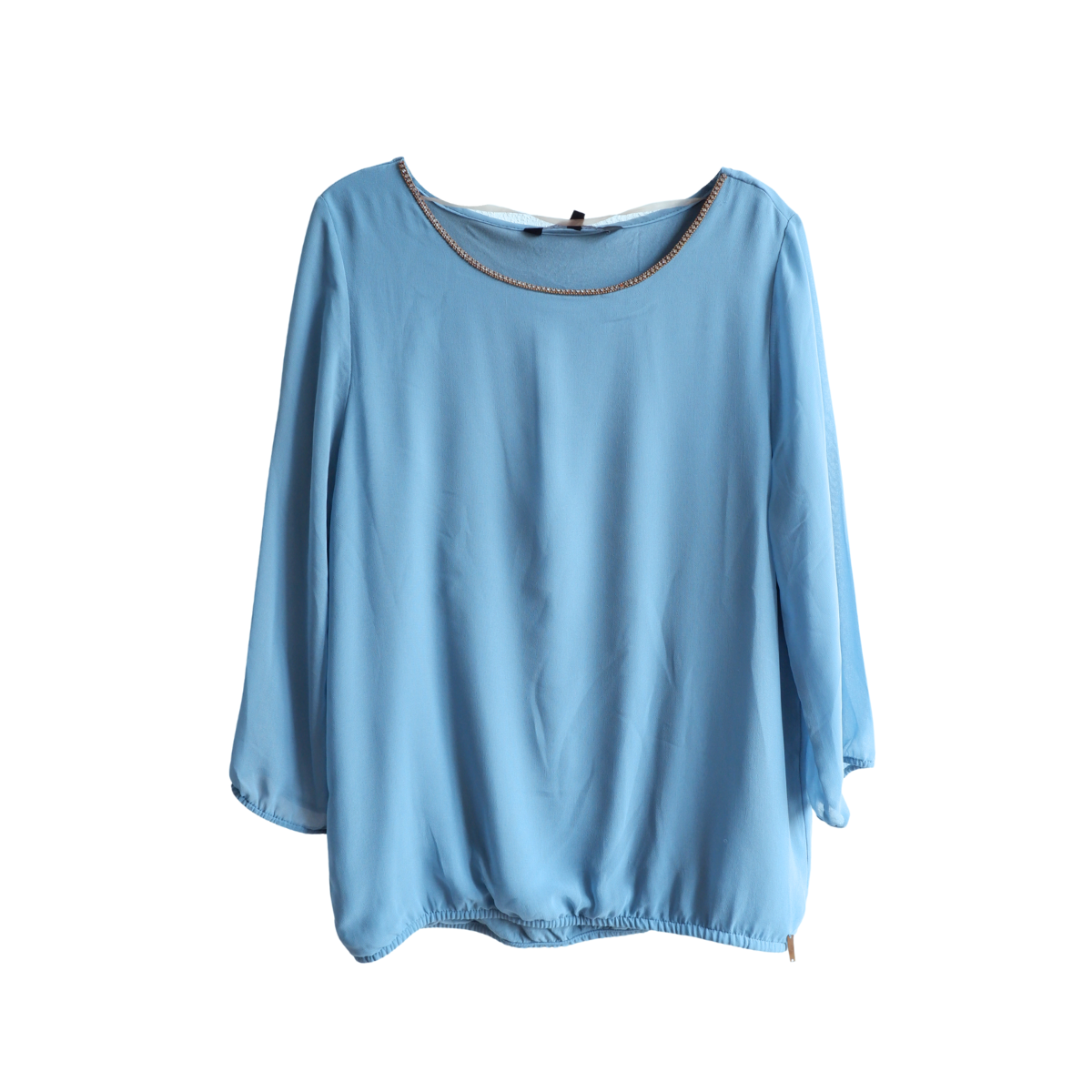 Blauwe blouse met diamantjes