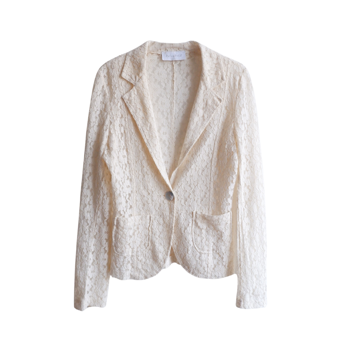 Gebroken witte blazer bloemen