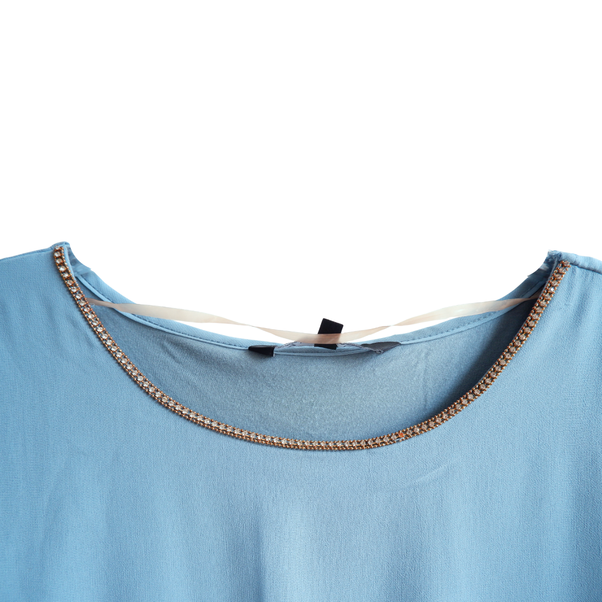 Blauwe blouse met diamantjes