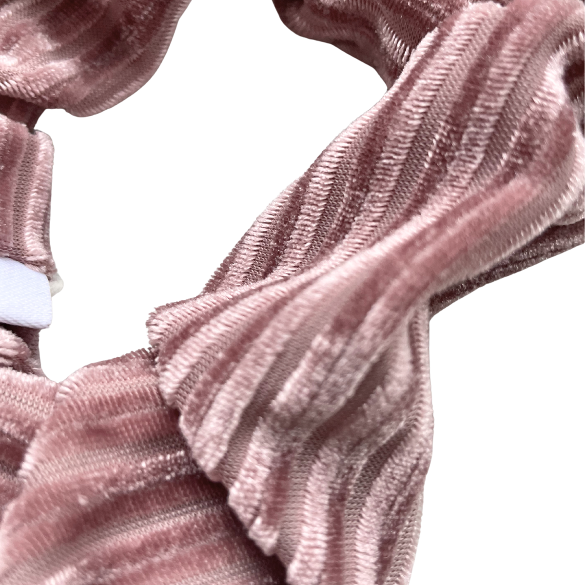 Scrunchie vuilroze geribbeld