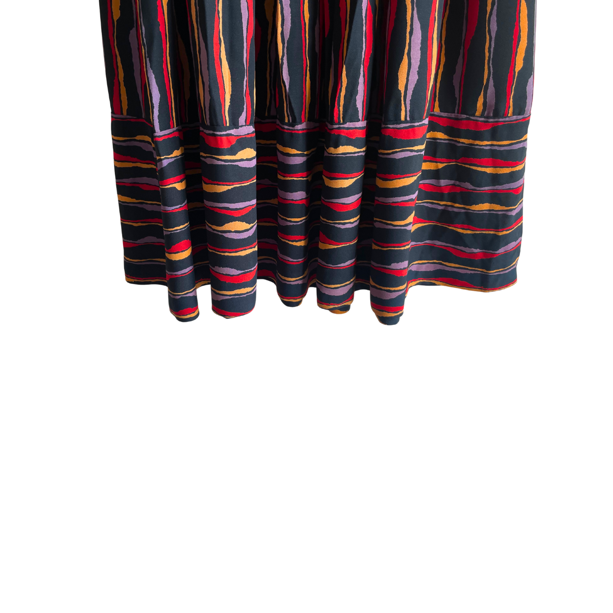 Zwarte kleurig gestreepte retro rok