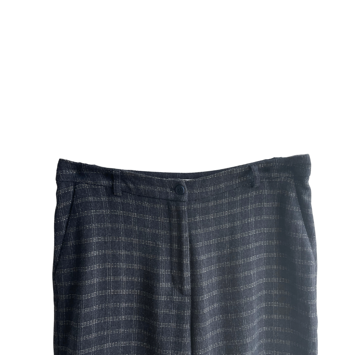 Donkerblauwe geruite broek met wol