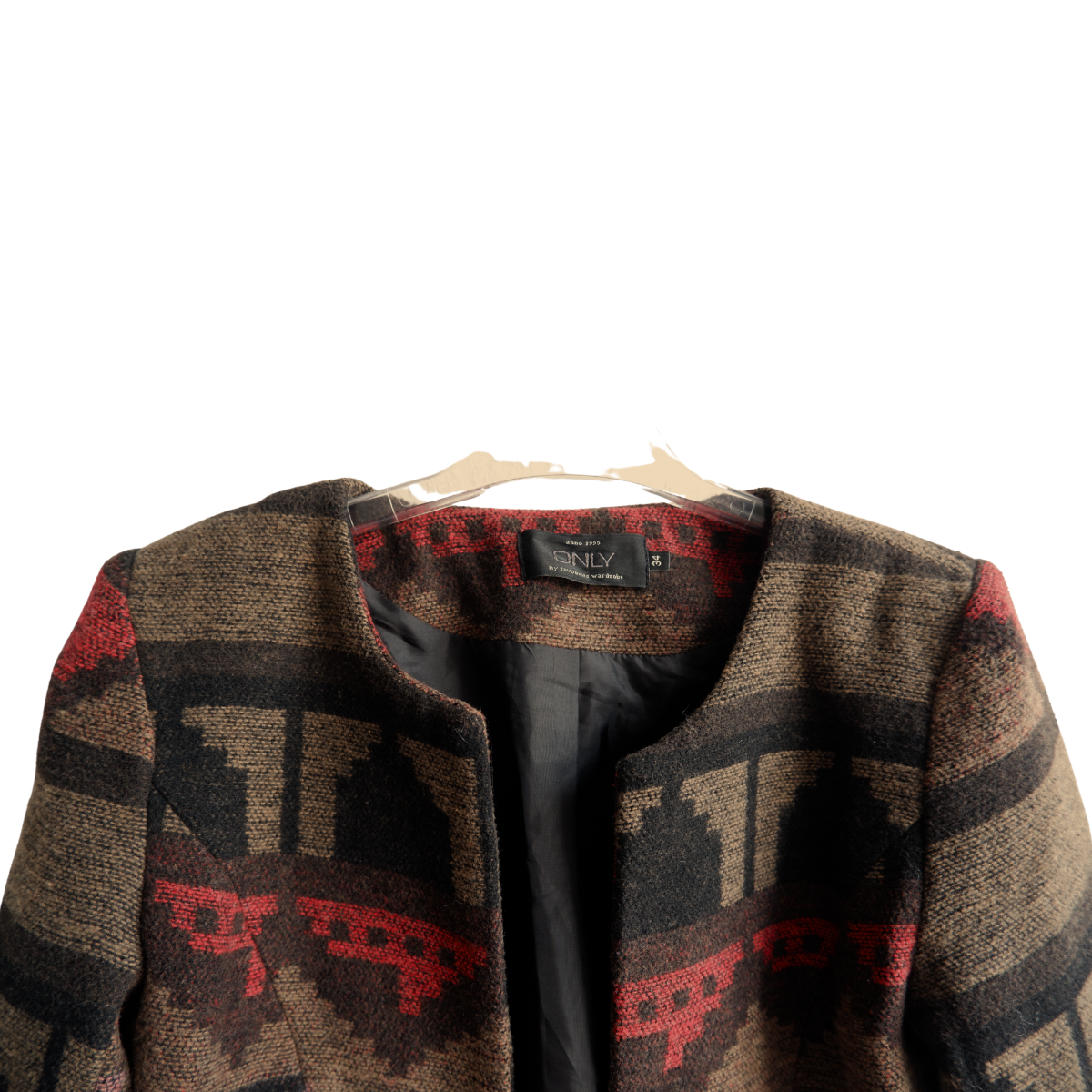 Bruine korte jas met hippie print