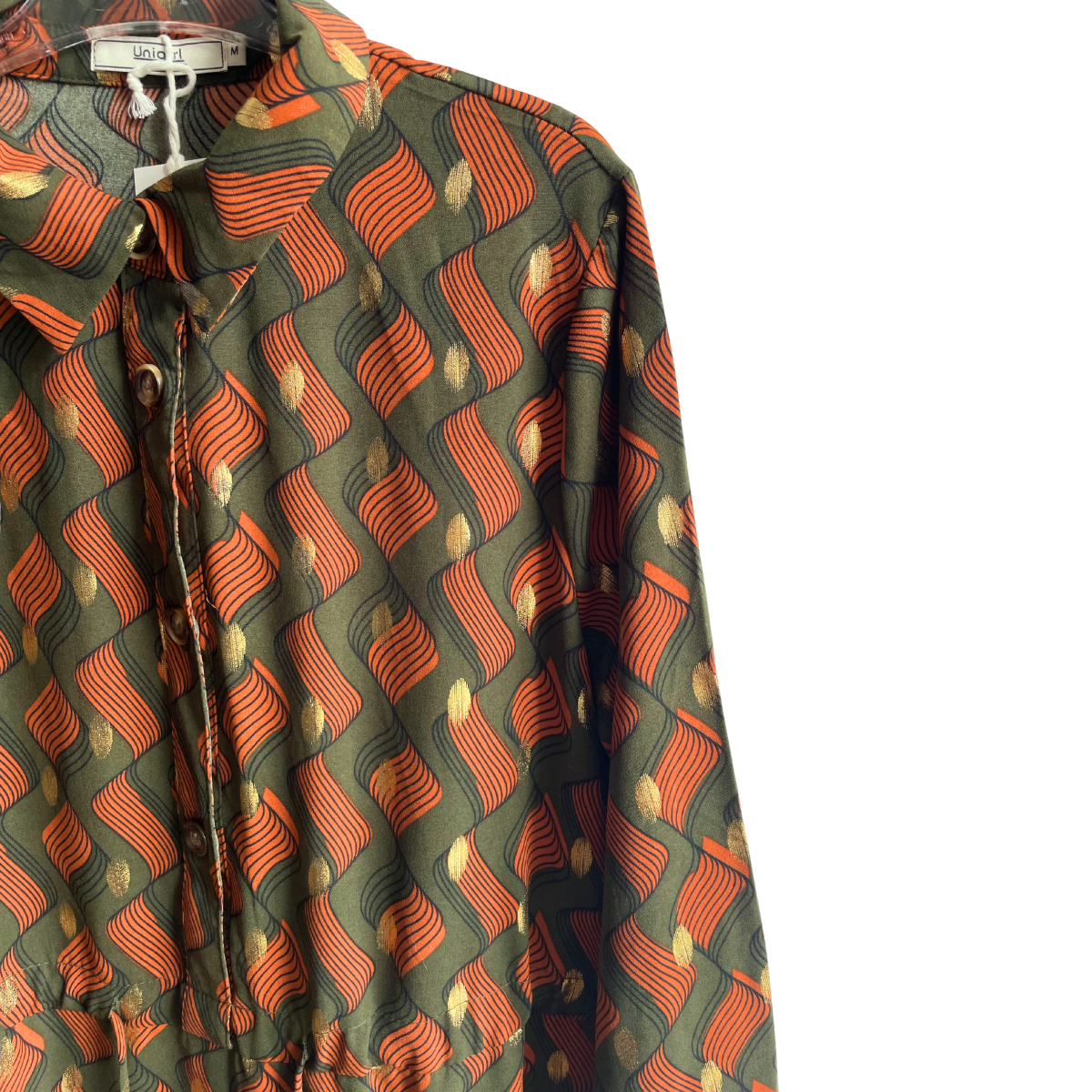 Groen-oranje lange jurk