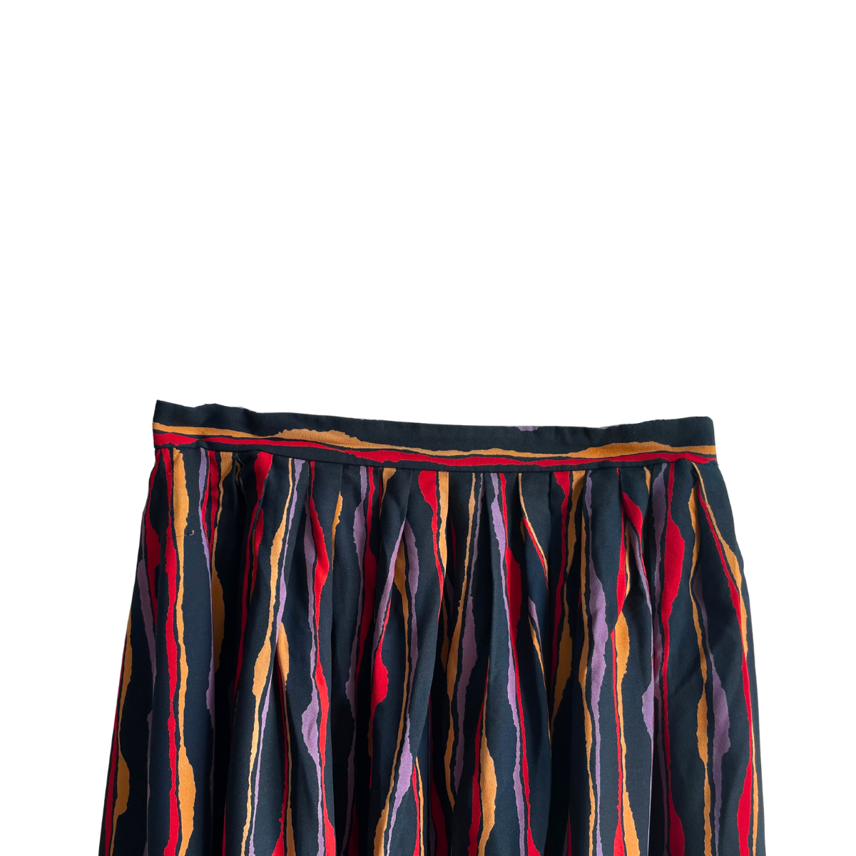 Zwarte kleurig gestreepte retro rok