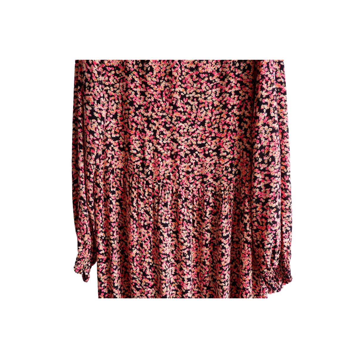 Zwart-roze lang bloemenkleed