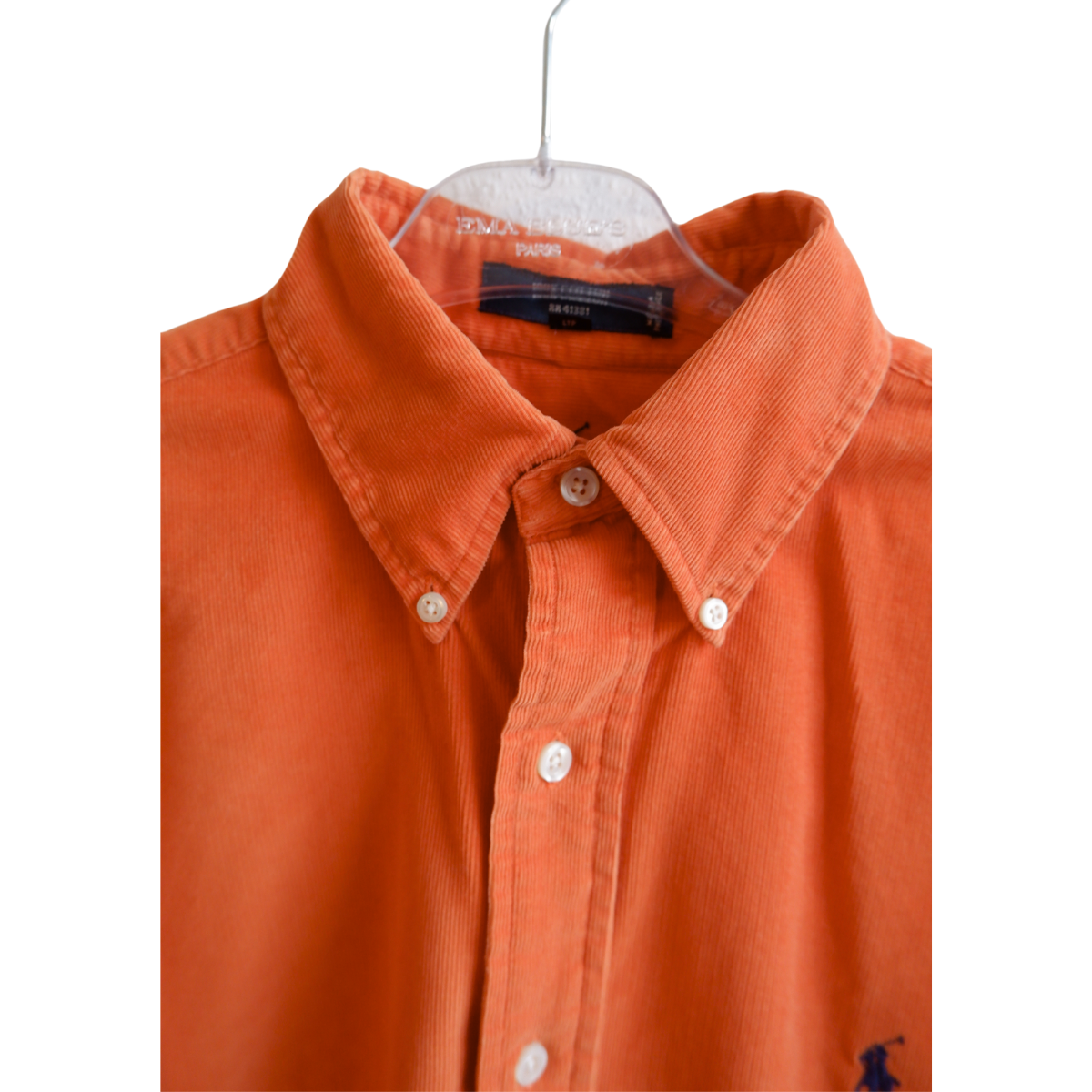 Ribfluwelen lichtoranje hemd Ralph Lauren