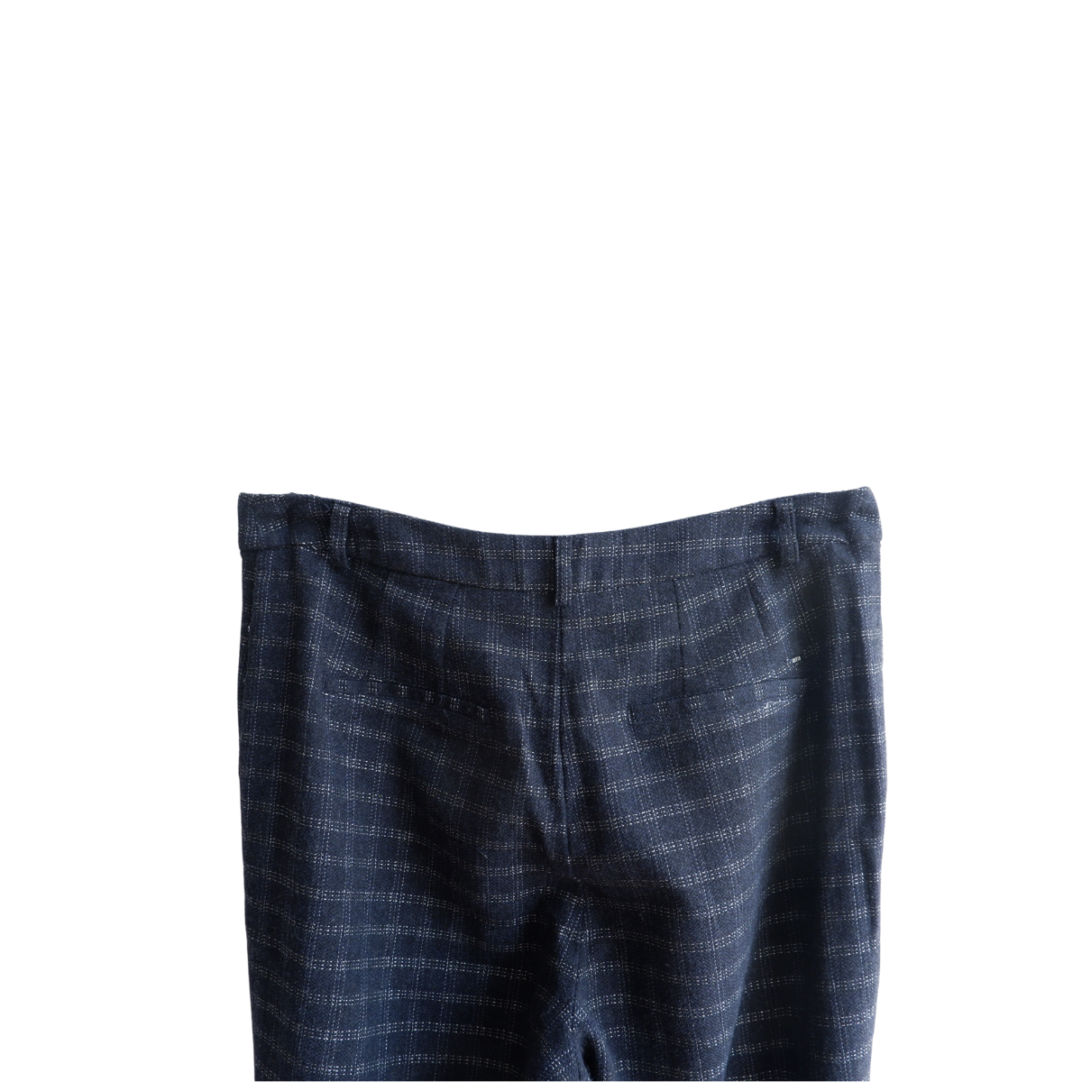 Donkerblauwe geruite broek met wol