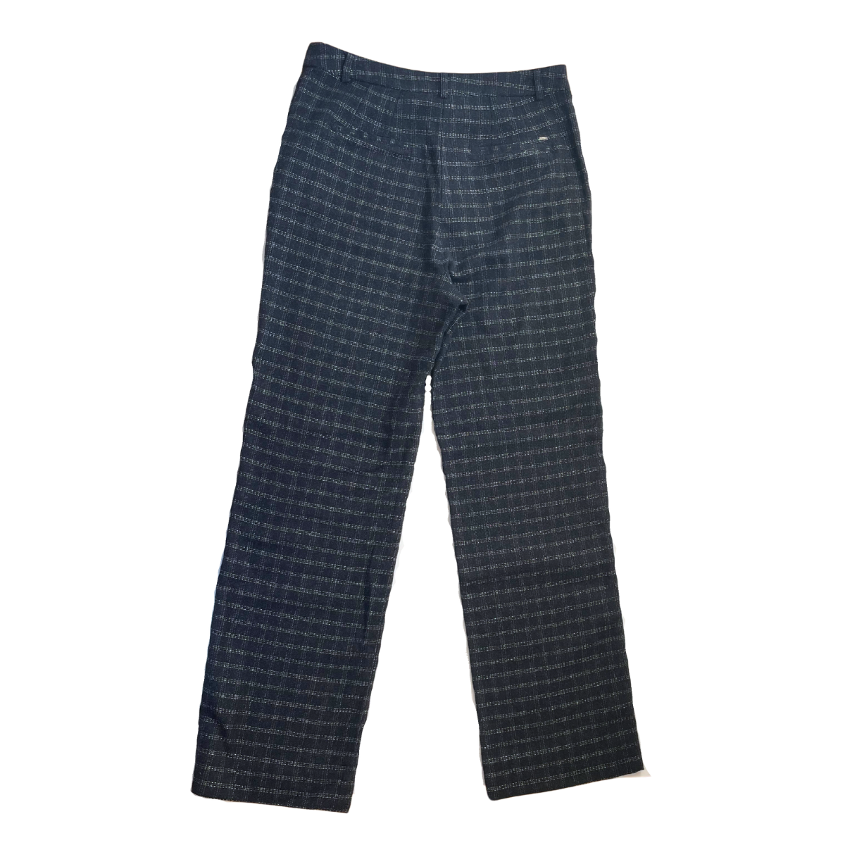 Donkerblauwe geruite broek met wol