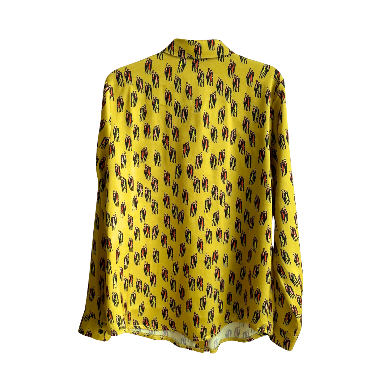 Groengele blouse CKS met mannetjes