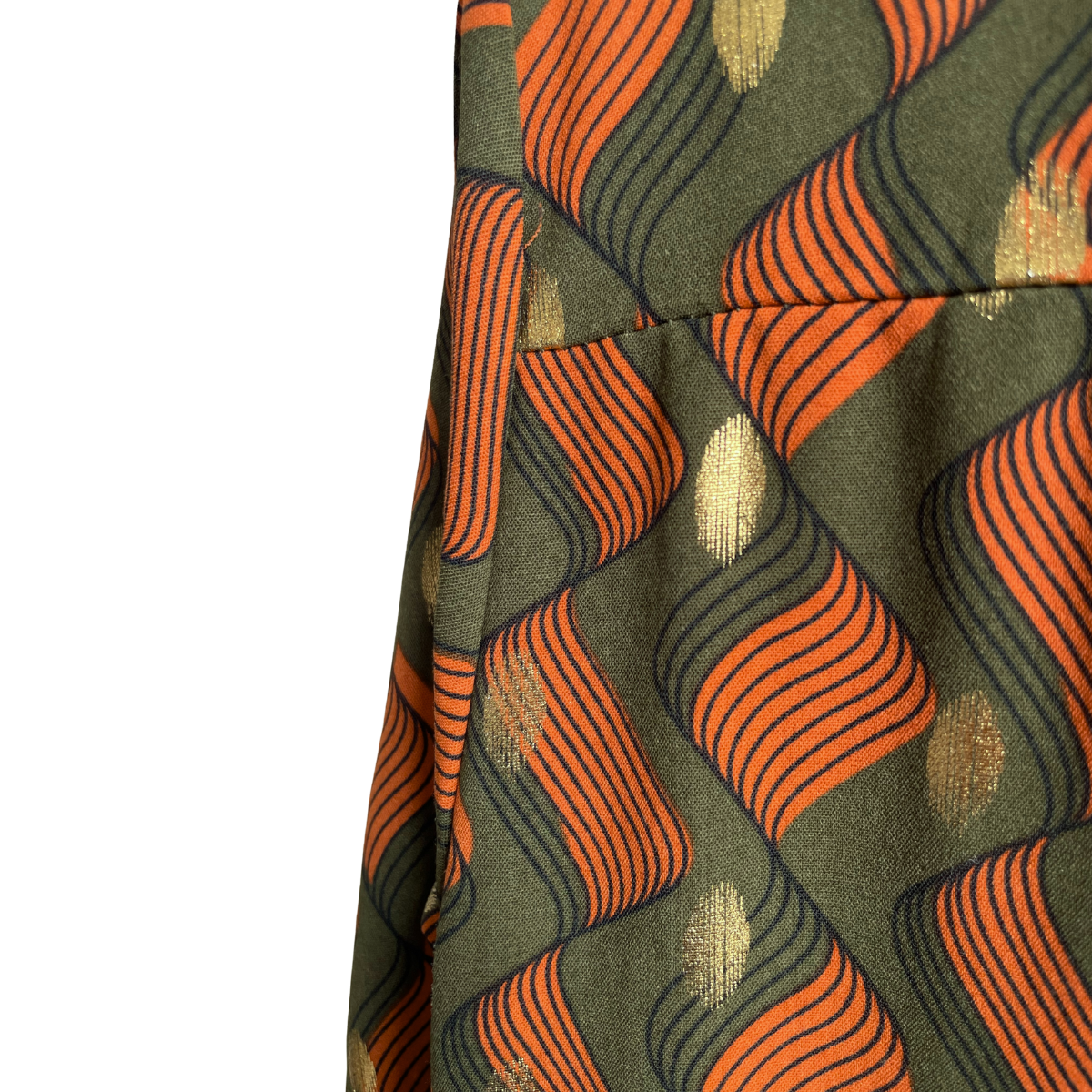 Groen-oranje lange jurk