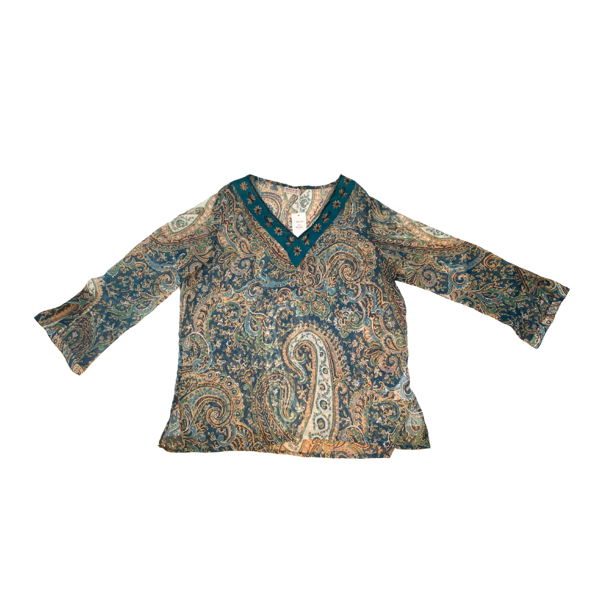 Meerkleurige blouse met mooie patronen maat 48