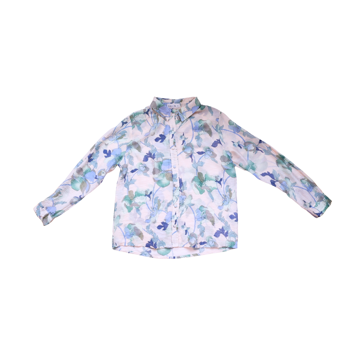 Wit blauw bebloemde blouse