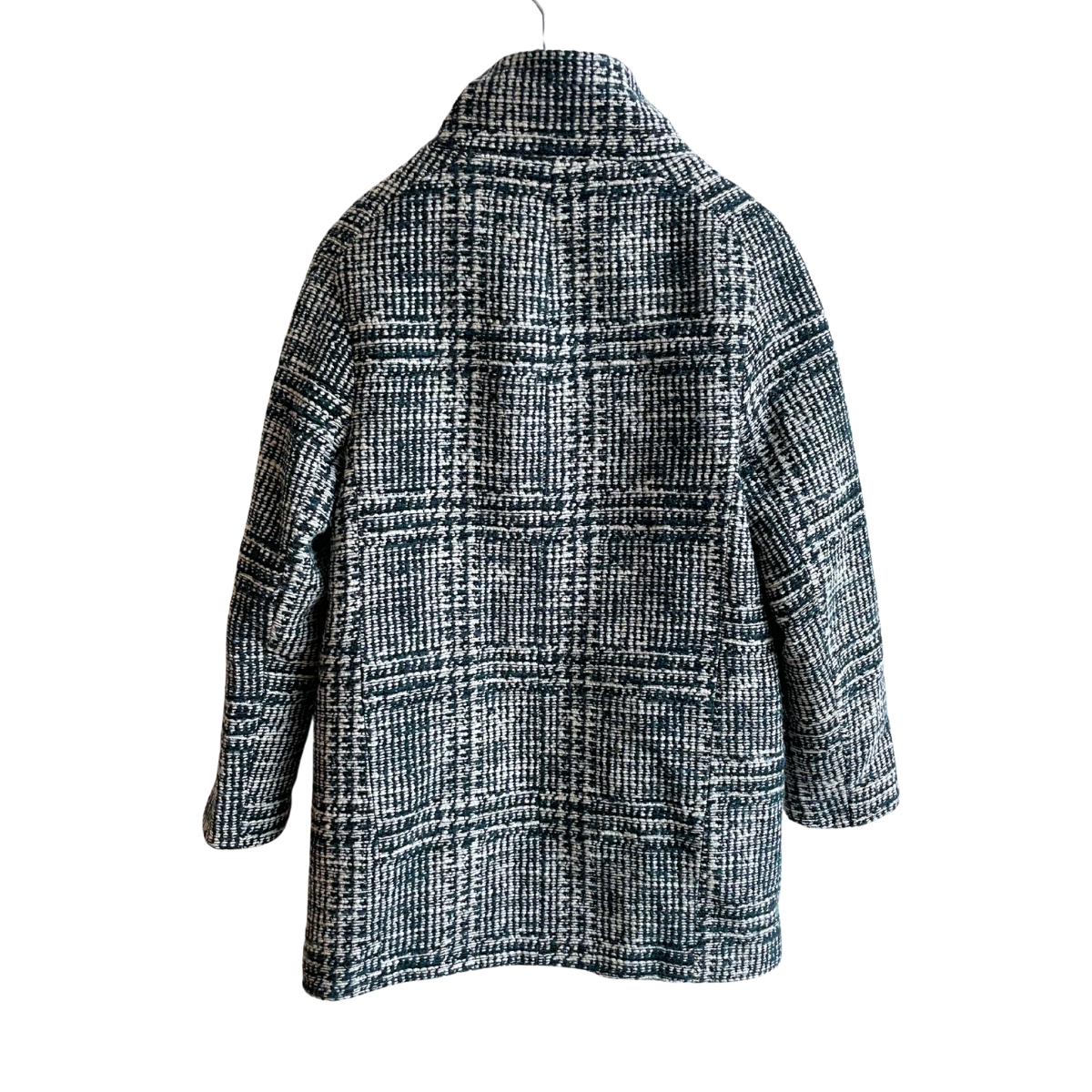 Blauwgroene/witte winterjas