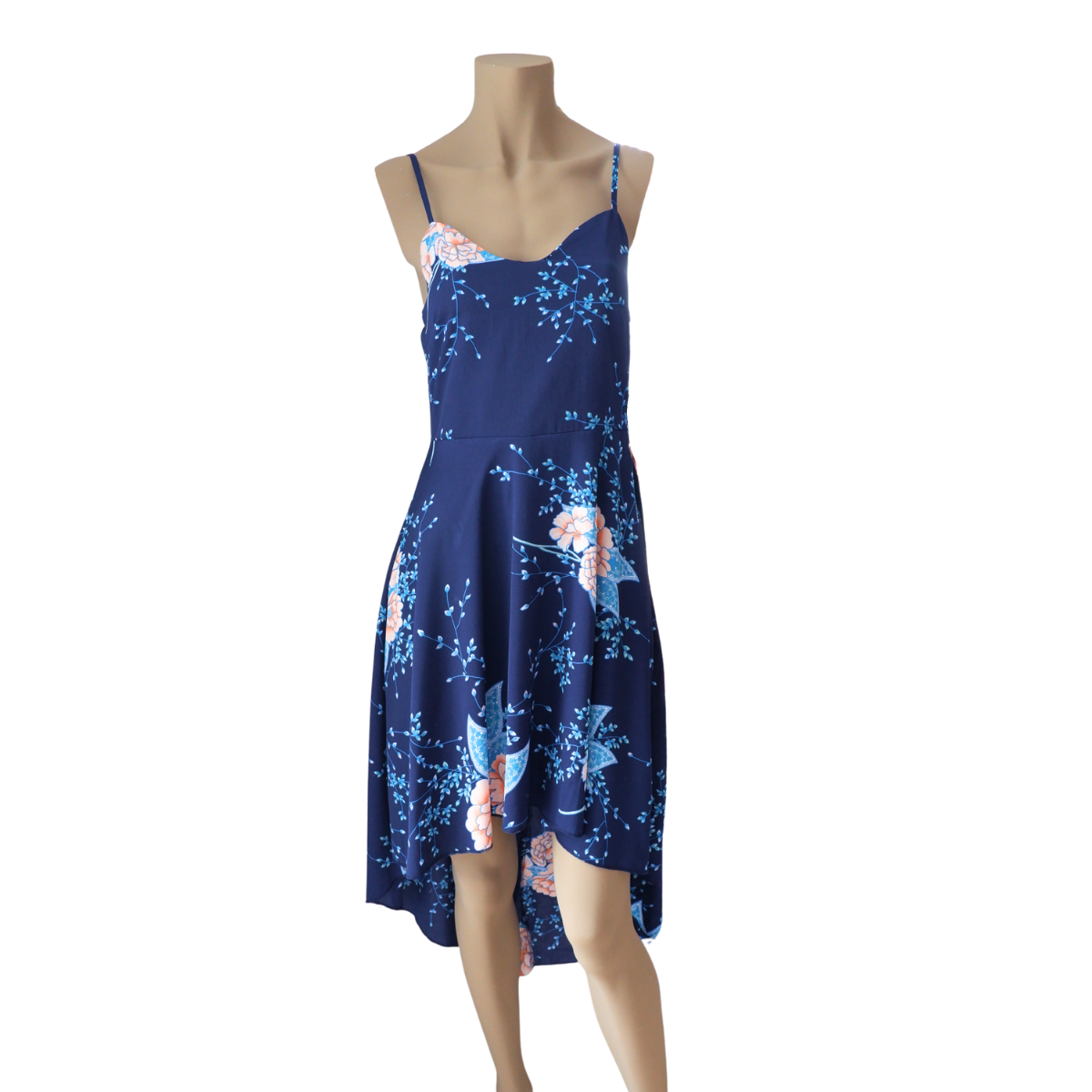 Blauwe zomerjurk bloemen NIEUWSTAAT