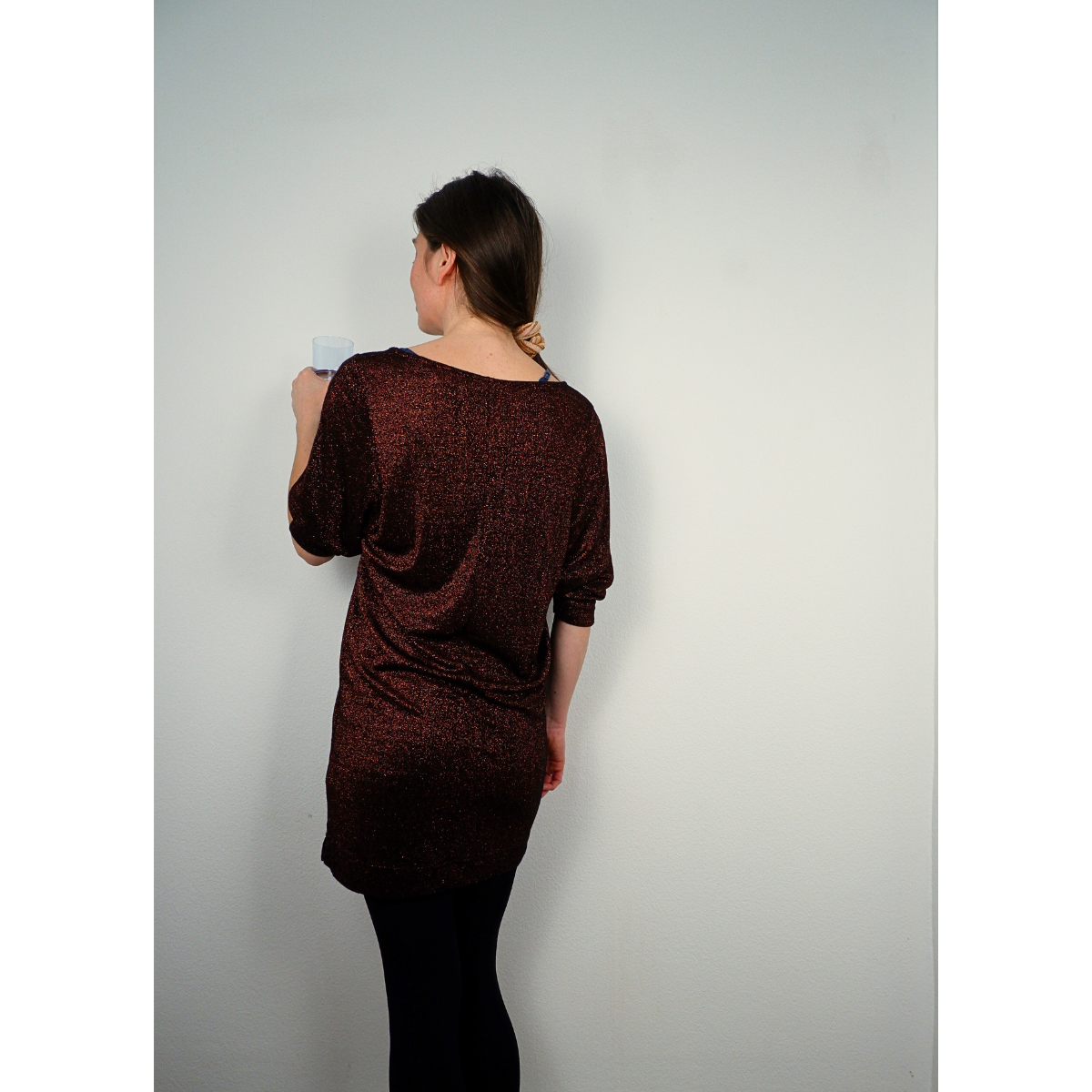 Koperkleurige shirt dress