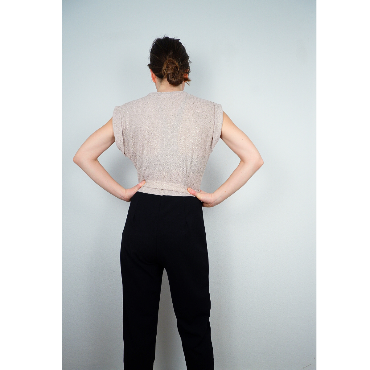 Zwarte/beige broekpak met glitter