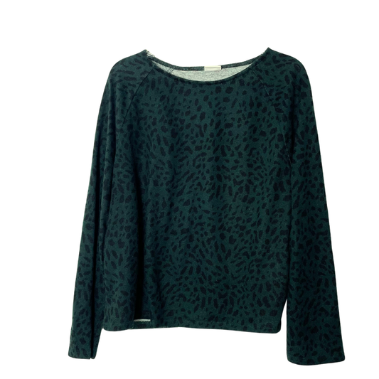 Donkergroene trui luipaardprint