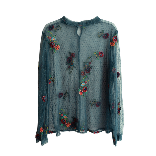 Doorschijnende blouse met geborduurde bloemen