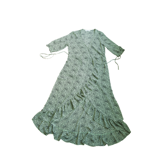 Groene lange zomerjurk met stippen