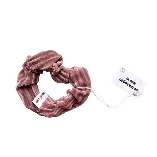 Scrunchie vuilroze geribbeld
