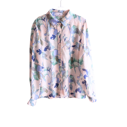 Wit blauw bebloemde blouse