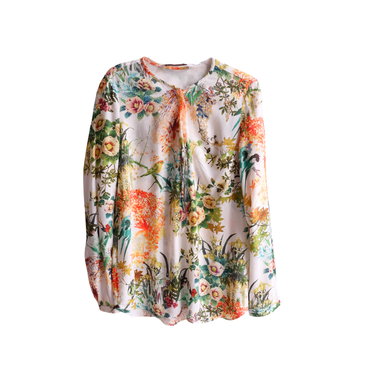 Witte blouse met natuurmotief