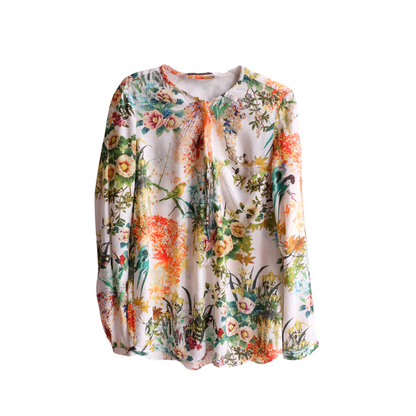 Witte blouse met natuurmotief