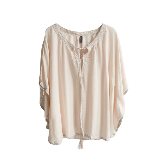 Gebroken witte wijde blouse