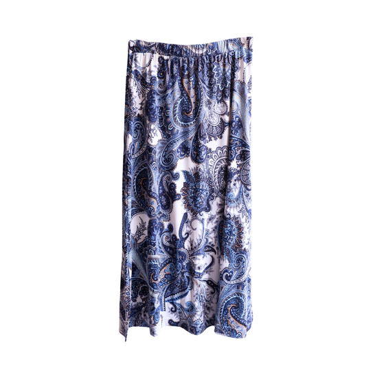 Blauwe lange losse rok