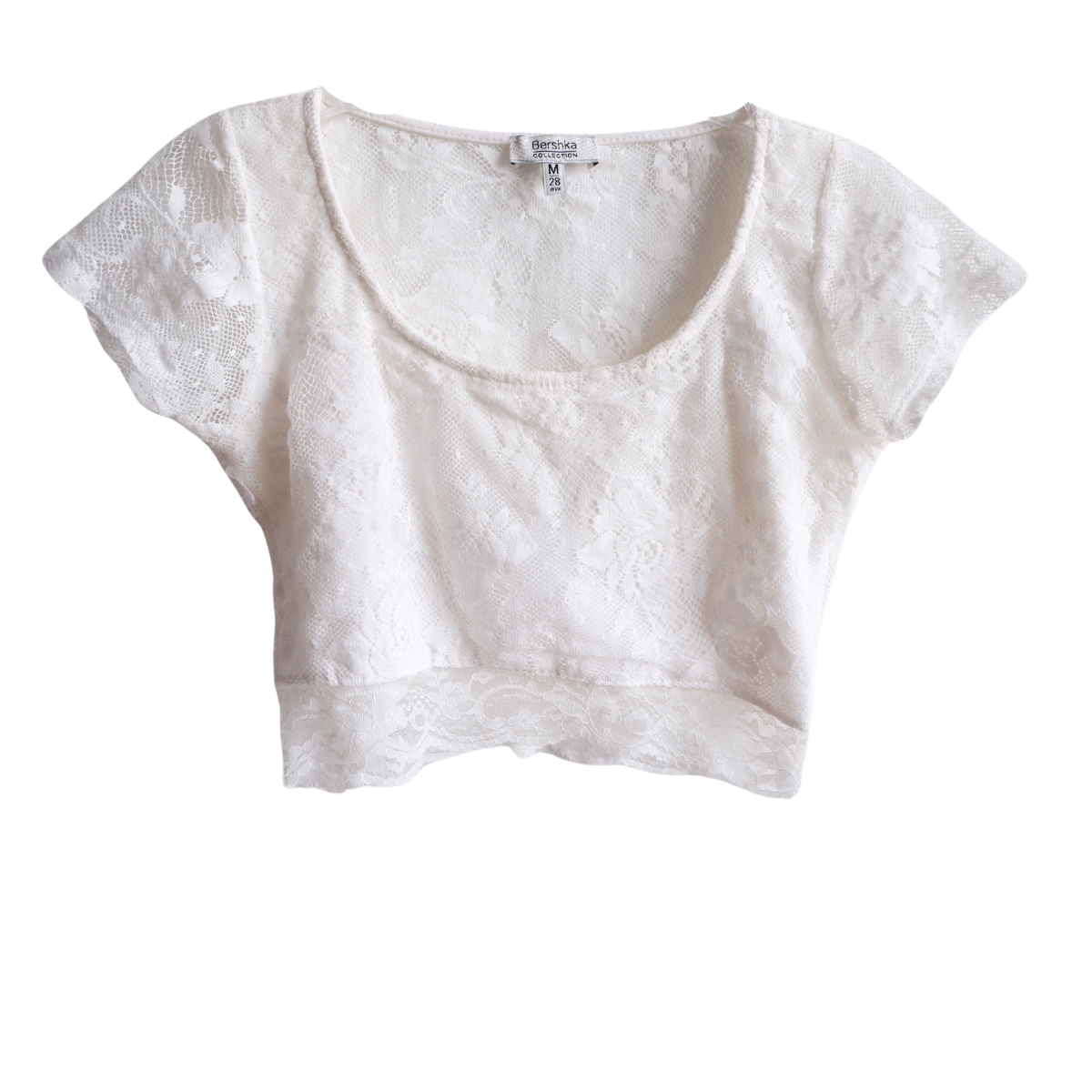 Witte croptop met kant