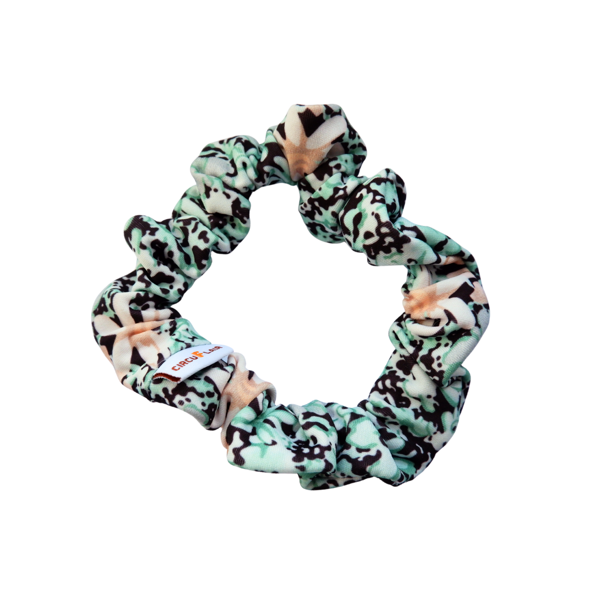 Scrunchie turquoise bloemen