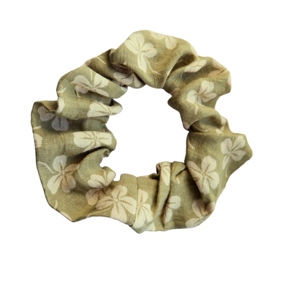 Scrunchie groen bloemen