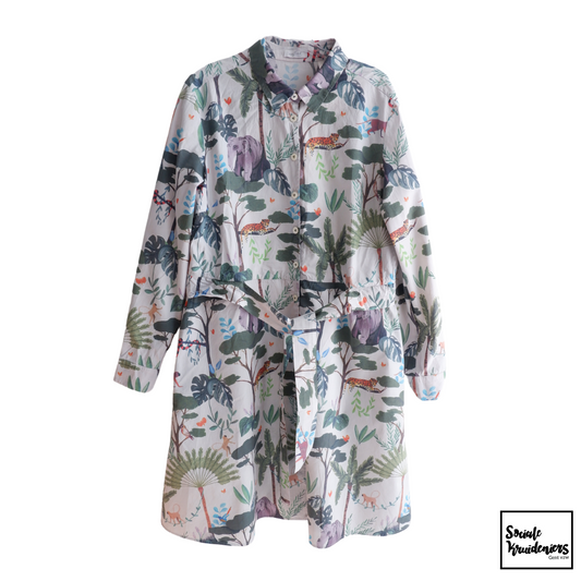 Witte jurk met jungle motief