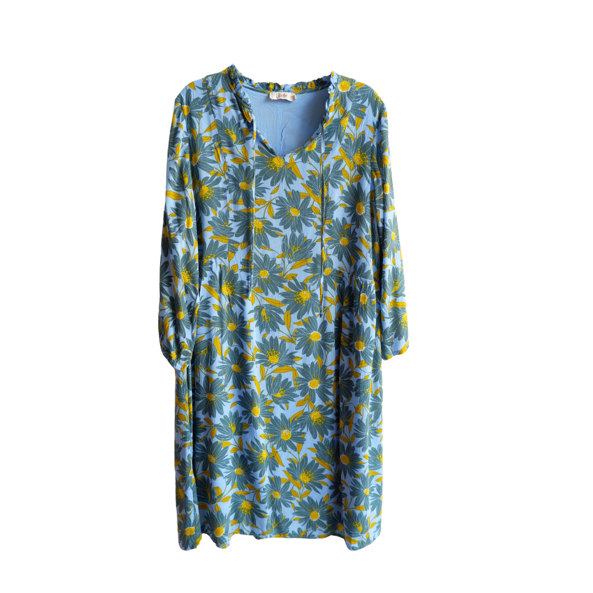 Blauwe bloemenjurk
