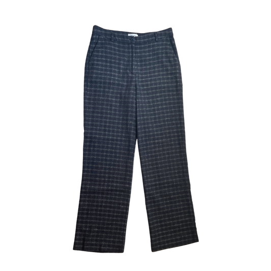 Donkerblauwe geruite broek met wol