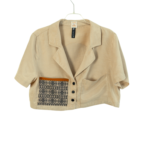 Blouse geometrisch oranje