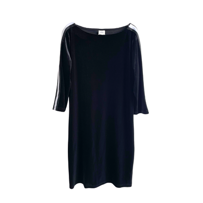 Zwart kleedje met witte streep velours