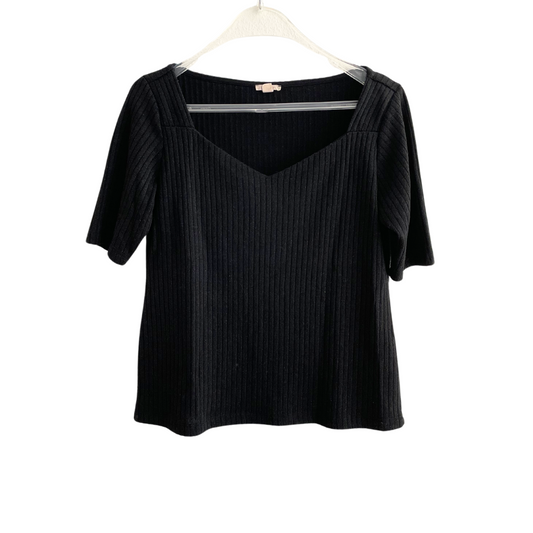 Zwarte glitter shirt met V-hals
