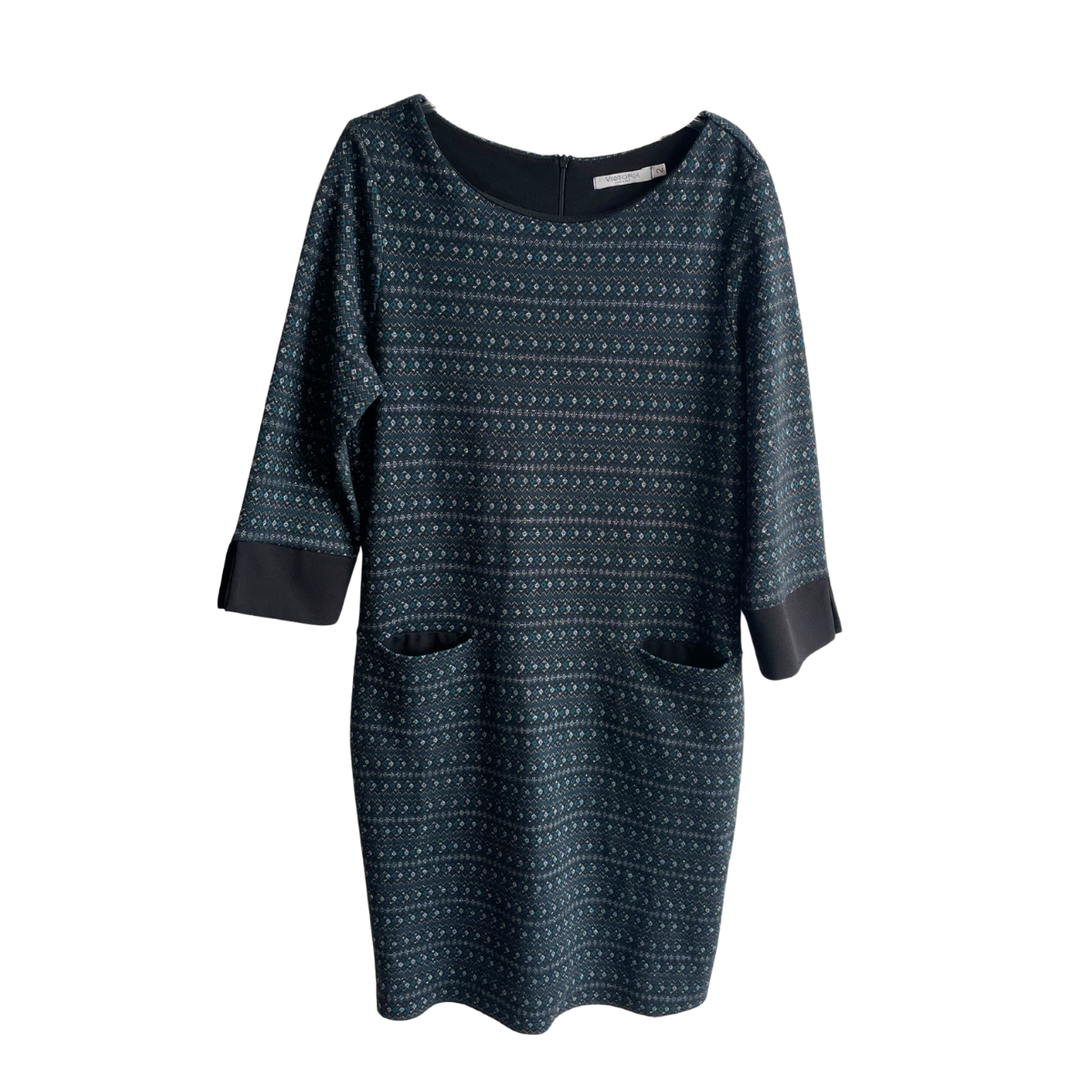 Zwart winterkleed met turquoise en glitter