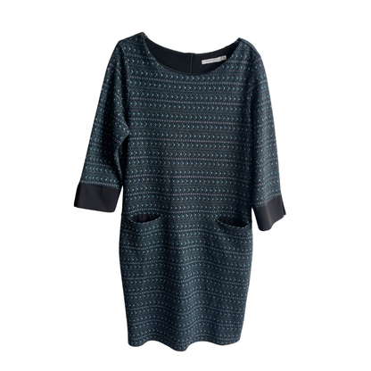 Zwart winterkleed met turquoise en glitter