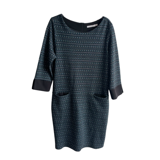 Zwart winterkleed met turquoise en glitter