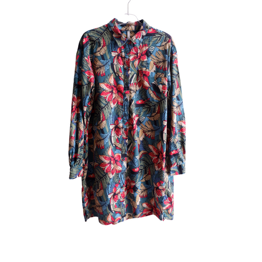 Blauw/groen hemd met bloemen Pepe Jeans