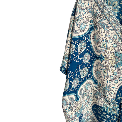 Blauwe wijde blouse 100% zijde