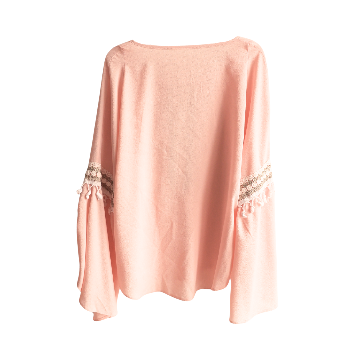 Roze blouse met frivole mouwen