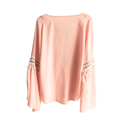 Roze blouse met frivole mouwen